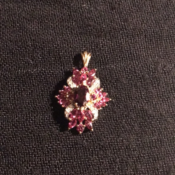 Womens Solid Yellow 10K Gold Pink Tourmaline Pendant - Picture 4 of 5